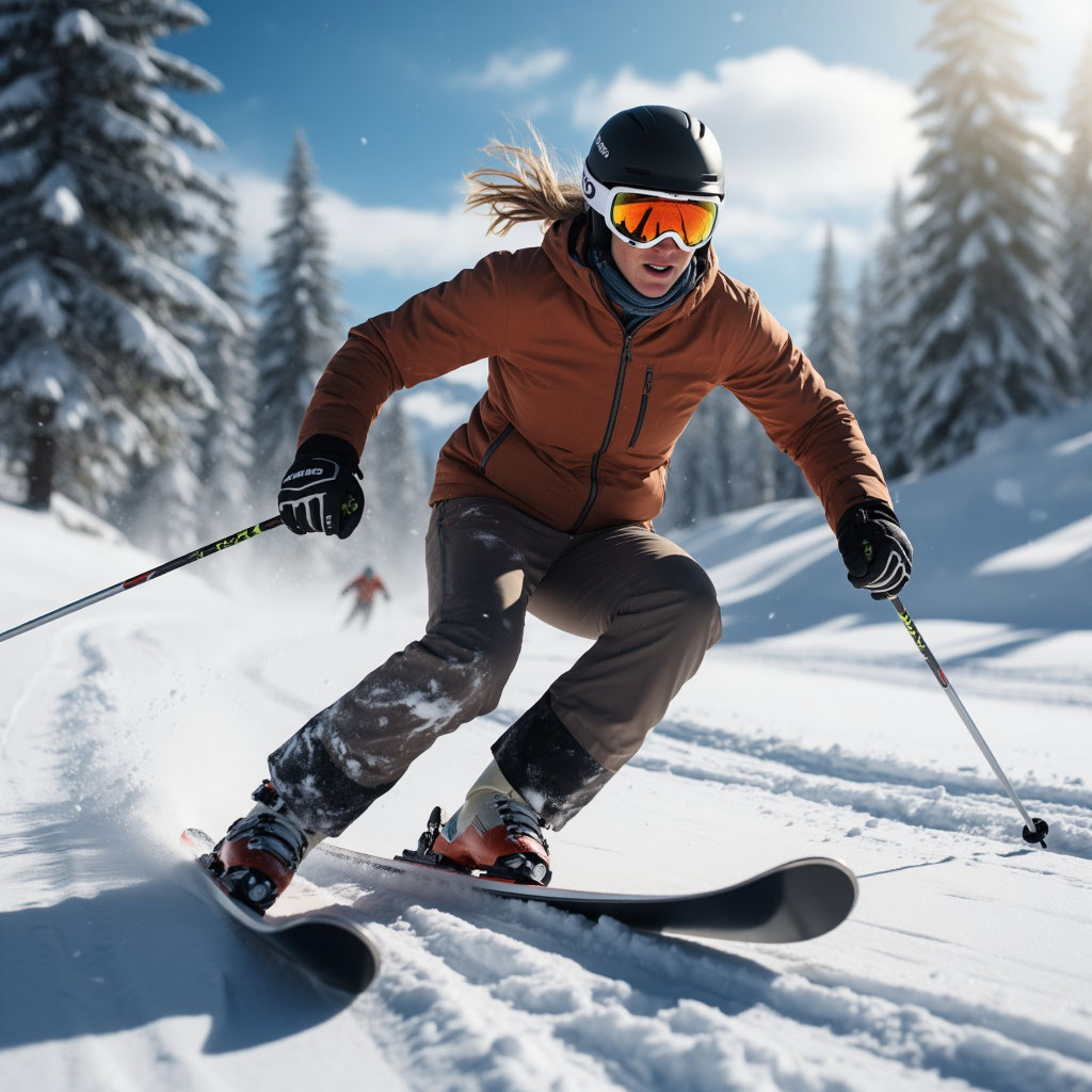 лыжник в домбае